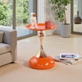 thumbnail image 6 of Sleek Hourglass Side Table - Modern Accent Furniture for Living Room, Bedroom, and Office with  Metal Frame in Hermes Orange, 6 of 6