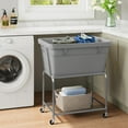 thumbnail image 5 of Laundry Cart with Wheels, Rolling Laundry Hamper with Removable Bag and Shelf, Metal Frame Laundry Basket with 4 Casters and 2 Brakes, Ideal for Bedroom, Bathroom, Laundry Room, Gray, 5 of 18