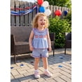 thumbnail image 5 of Loicainy Baby Toddler Girl 4th of July Clothes 6 12 18 24 Months 2T 3T 4T Flag Embroidery Plaid Frills Sleeveless Tank Tops Elastic Waist Shorts 2Pcs Summer Outfits Set, 5 of 9