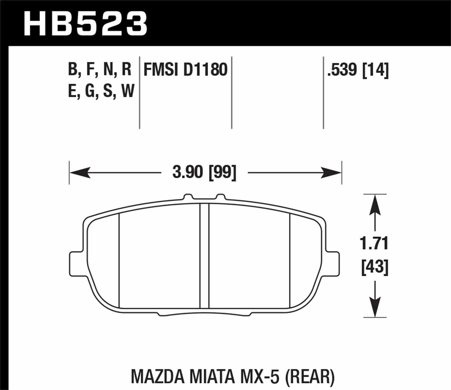 Hawk 06-10 Mazda Miata Mx-5 Base Blue 9012 Race Rear Brake Pads Fits select: 2017-2019 FIAT 124 SPIDER, 2018-2019 MAZDA MX-5 MIATA GRAND TOURING