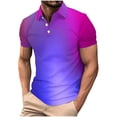 thumbnail image 2 of DayScoop Mens T-Shirt Big & Tall T Shirt Summer Short Sleeve Gradient Color Fashion Casual Print Half Buttoned Open Close Turndown Collar Tops Plus Size, 2 of 5