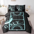 thumbnail image 1 of YST Sports Bedding Comforter Set 7-Piece, Golf Theme, Queen, Black Teal Blue, 1 of 4