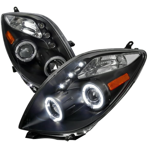 Dual Halo Projector Headlights (Matte Black Housing/Clear Lens) Made for and Compatible with 2006-2008 Toyota Yaris