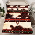 thumbnail image 2 of jejeloiu Rustic Farmhouse Cowhide Twin Sheet Sets,Country Hunting Twin Fitted Sheet,Red Beige Brown Flat Sheet For Men Women,Breathable Home Decor,3-Piece, 2 of 7