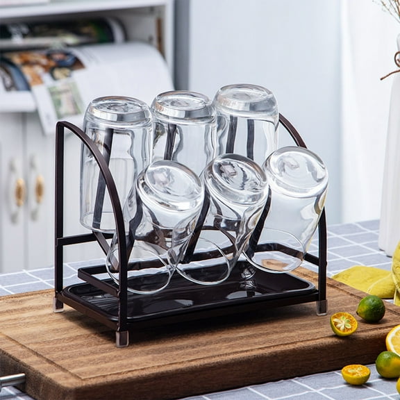 Glass Bottle Rack,Countertop Cup Organizer,Silicone Hooks,Steel Frame,Non-Slip Base,for Kitchen,Bar,Home Bar,Barware Storage,Glassware Holder,Heavy-Duty Construction SouMaox