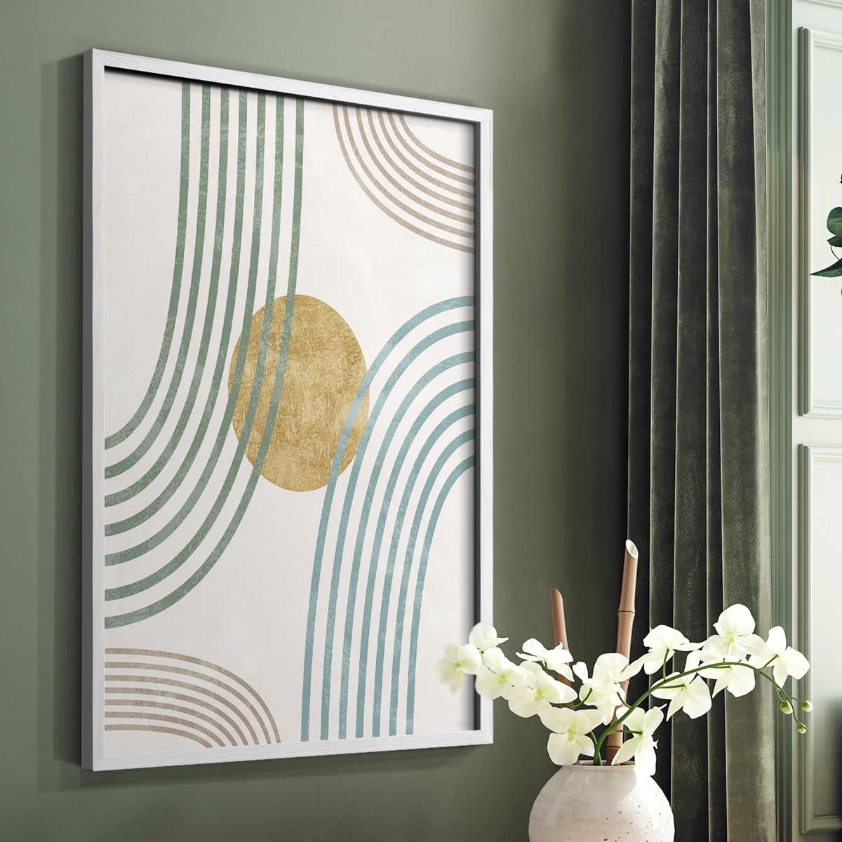 Modern Flow in White Solid Wood 8 x 10 Framed Print