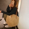 thumbnail image 2 of JAHH Women's Fashion Solid Soft Casual Totel Bag Retro Woven Shoulder Bag Floral Handbag Woven Beach Minimalist Shopping Dating Bag, 2 of 9
