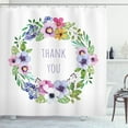 thumbnail image 1 of Thank You Shower Curtain, Beautiful Spring Floral Wreath with Leaves and Simple Modern Lettering Print, Fabric Bathroom Set with Hooks, 69"W X 84"L Extra Long, Multicolor, by Ambesonne, 1 of 3