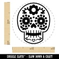 thumbnail image 2 of Happy Floral Sugar Skull Dia De Los Muertos Self-Inking Rubber Stamp Ink Stamper - Orange Ink - Mini 1/2 Inch, 2 of 7