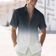 thumbnail image 2 of VSSSJ Men's Button Down Shirts Casual Gradient Print Short Sleeve Shirt Loose Fit Comfortable Fashion Vacation Beach Summer Shirts Navy XXXL, 2 of 6