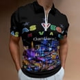 thumbnail image 2 of Las Vegas Men Zipper T-shirt Summer Casual Short Sleeve T-shirt Top, 2 of 7