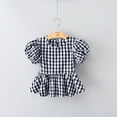 thumbnail image 2 of XFHLMJFF Girls T-Shirt Summer Plaid Pleated Hem Crew Neck Short Sleeve Solid Color Casual Seaside Exclusive Tops Leisure Tee, 2 of 6