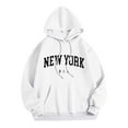 thumbnail image 4 of Fiaer Hoodies Women Trendy Baggy Plus Size Hooded Sweatshirts Long Sleeve Letter Graphic Drawstring Pocket Tops White XL, 4 of 4