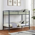 thumbnail image 3 of Kadyn Bed Frame, Platform Bed Frame,Metal Bunk Bed Twin Over Twin, Low Profile Bunk Bed Frame withBuilt-in Ladder, High Guardrail and Metal Slats, Black, 3 of 12