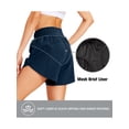 thumbnail image 4 of 5" Athletic Running Shorts for Women with Zipper Pocket Quick Dry High Waisted Gym Workout Shorts with Liner navy blue XXL, 4 of 6