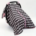 thumbnail image 3 of Girls Seat Sunshade Black Bottom Pink Bow Cartoon Elephant Stroller Cover, 3 of 4