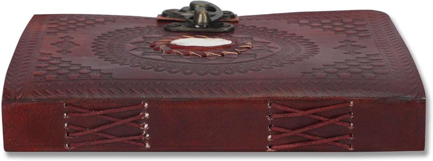 Handmade Leather Journal Vintage Wine Diary with Brass Clasp Non-Refillable Notebook for Writing Sketching Daily Notes Men Women