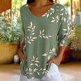 thumbnail image 5 of Naotn Summer Floral Printed Shirts for Women Fall Fashion Casual V Neck 3/4 Sleeve Tops Trendy Holiday Beach Blouses, 5 of 7
