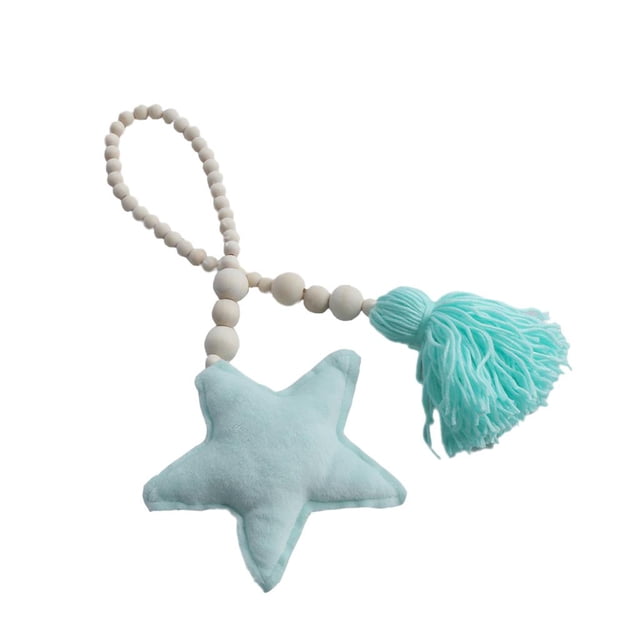 GROWTH TANK Assorted Wooden Tassel Pendant Net Curtain Tie Rope Hanging Ornament Green Star