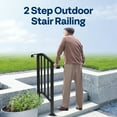thumbnail image 2 of SPECSTAR 2-Pack Hand Rails for Outdoor Steps, 2 Step Galvanized Steel Railing Kit, Curved Ends and Safty Balusters Exterior Hand Railing, 2 of 8