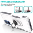 thumbnail image 2 of Rosebono Hybrid Metal Ring Magnetic Kickstand Case for Motorola Moto G Play 2024, White, 2 of 5