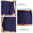 thumbnail image 3 of Conjunto de parte inferior de natación de 2 piezas para mujer, elegante y elegante, color puro, falda de natación, conjunto de parte inferior de bikini para fiesta en la playa, azul oscuro S, 3 of 4