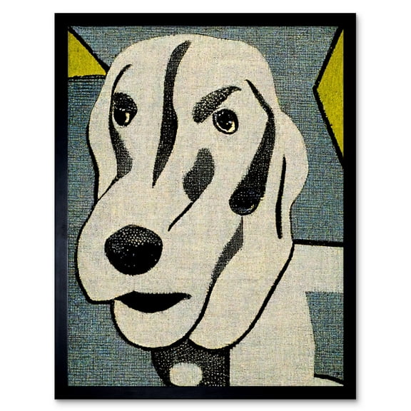 Pop Art Fun Halftone Dog Art Print Framed Poster Wall Decor 12x16 inch