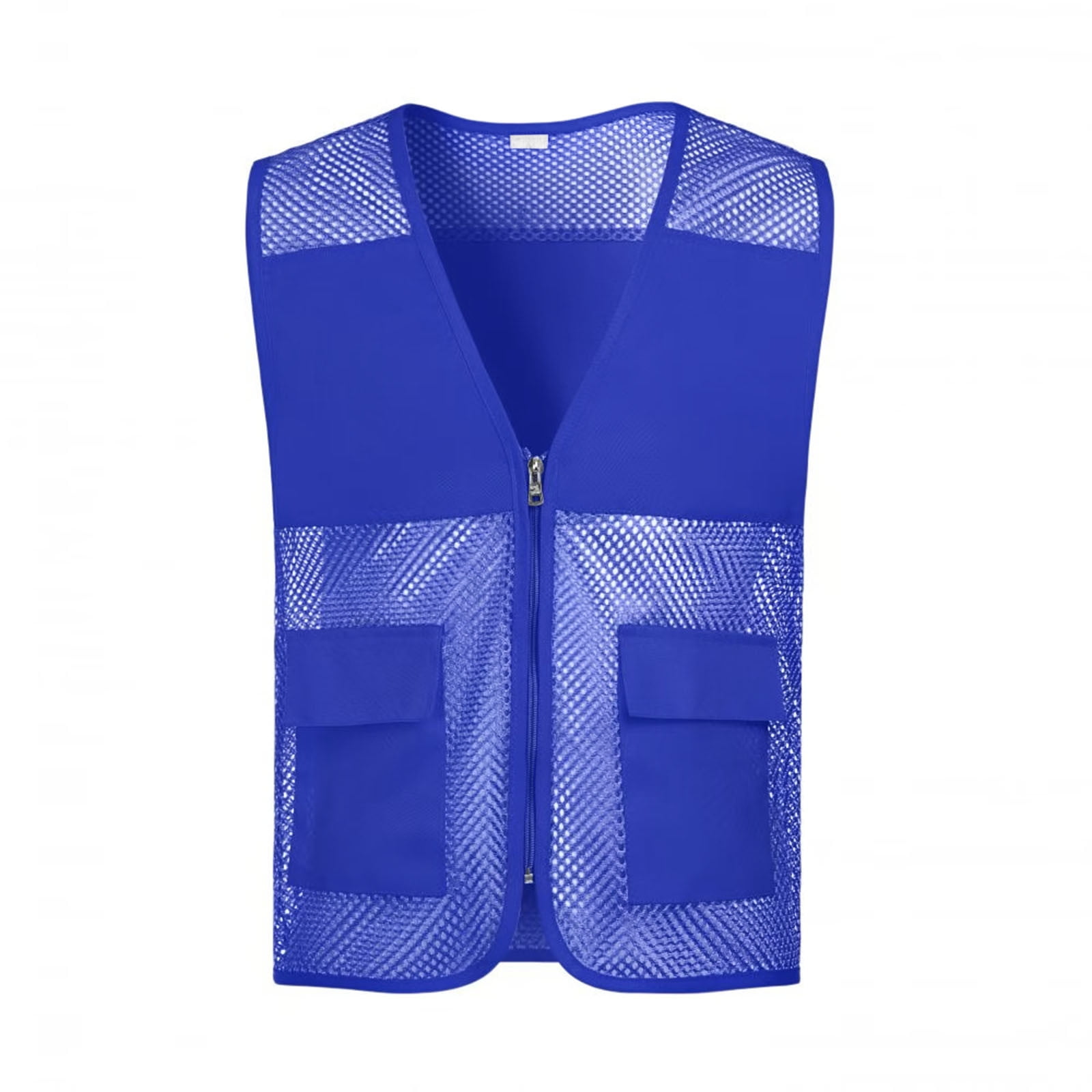 Womens Tank Tops- High Visibility Mesh Work Vest for Women Construction Reflective Safety Vest with Zipper and Pockets Blue XL