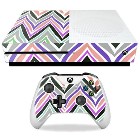 MightySkins MIXBONES-Colorful Chevron Skin Decal Wrap for Microsoft Xbox One S - Colorful Chevron