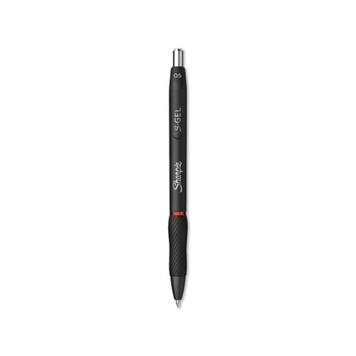 S-Gel Retractable Gel Pen Fine 0.5 mm, Red Ink, Black Barrel, Dozen