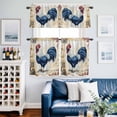 thumbnail image 2 of Blue Vintage Rooster Kitchen Curtains Sets for Windows 24 Inch Length, Pastoral Elegant Animals Watercolor Rod Pocket Window Treatments Tier Curtains and Valances Set for Bedroom/Bathroom, 2 of 8
