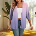 thumbnail image 2 of Uaswgudfs Women's Lightweight Knit Cardigan Sweaters - Vertical Stripe Open Front 3/4 Sleeve Multicolor Cover Up Top for Summer, Beach, Casual Loose Fit, 2 of 4