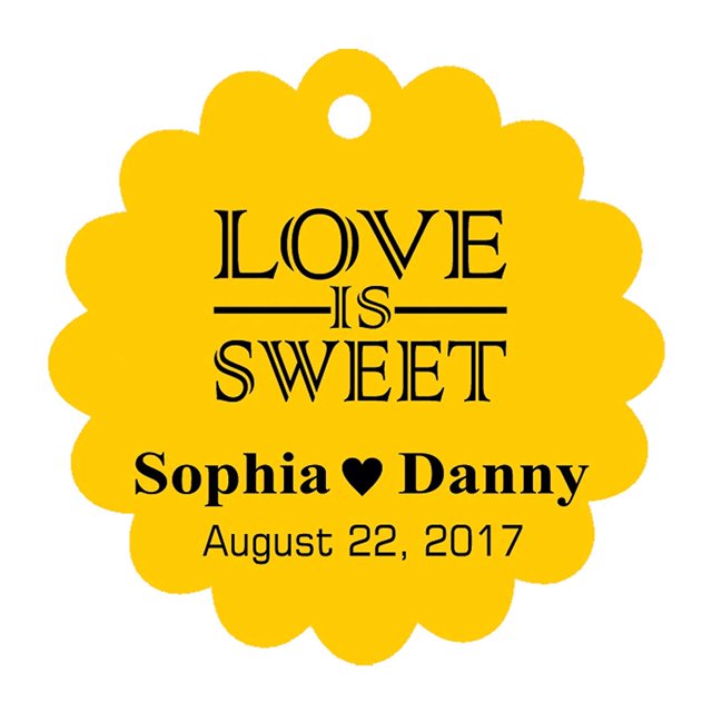 100 PCS Love is Sweet Custom Made Scallop Edge Rong Hang Tags Personalized Wedding Party Favor Gift Tags