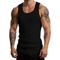 thumbnail image 6 of Men's Summer Ribbed Tank Top Scoop Neck Workout Gym Muscle Tank T-Shirt Sleeveless Undershirt Big and Tall Size L-4XL Black, 6 of 7