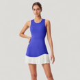 thumbnail image 2 of Women's Sleeveless Tennis Dress with Scoop Neck Fitted Bodice and Contrast Pleated Hem - Small, Purple, 2 of 7