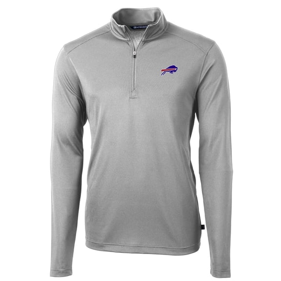 Men's Cutter & Buck Gray Buffalo Bills Virtue Eco Pique Recycled Quarter-Zip Pullover Jacket