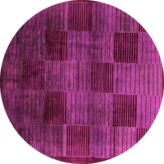 Ahgly Company Indoor Round Abstract Pink Modern Area Rugs, 8' Round