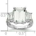 thumbnail image 3 of Sterling Silver Cheryl M Rhodium-Plated Fancy 3 Stone Cz Ring (Size 6) Made In China qcm1492-6, 3 of 5