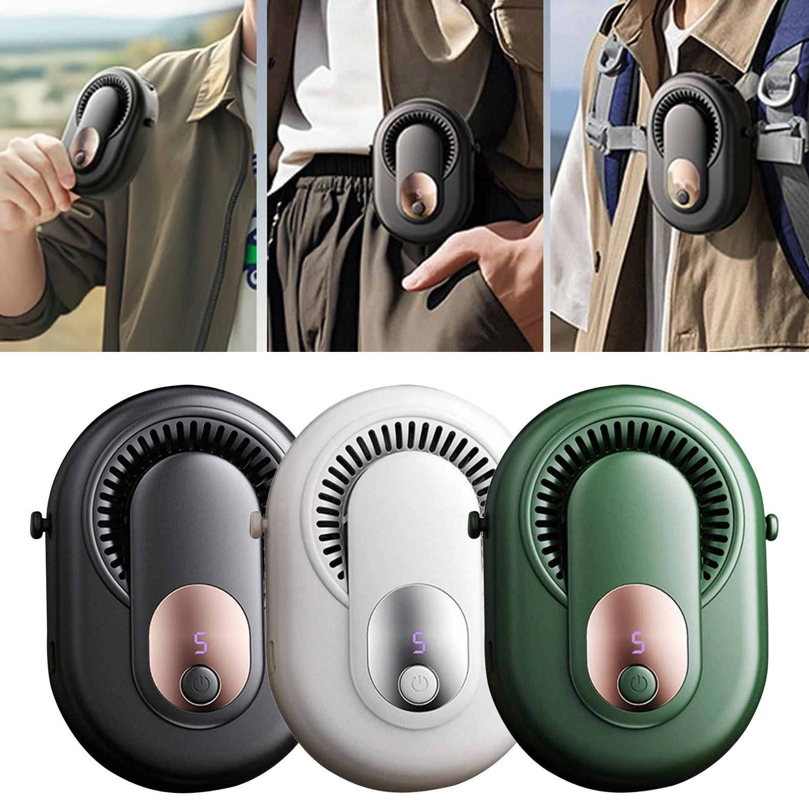 CoreLiving Portable Silent Mini Bladeless Fan Clip On, 5-Speed Adjustable Suspended Whirlwind Personal Fan for Shirt and Waist, Outdoor Travel Accessories, 1 Pack