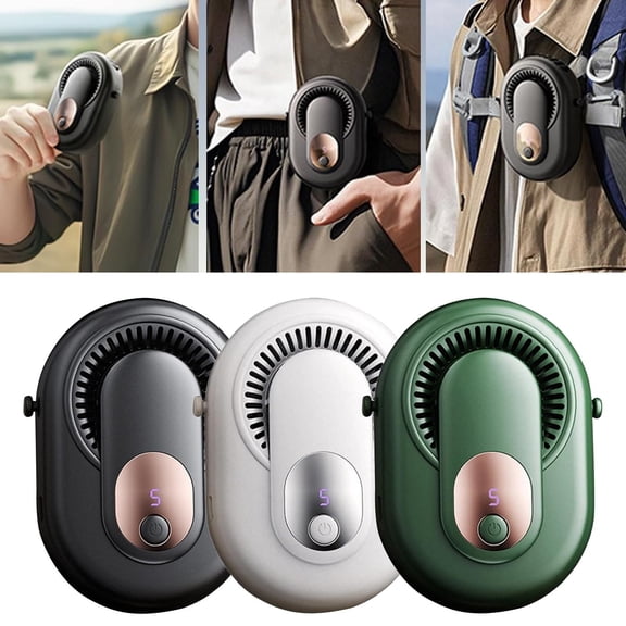 CoreLiving Portable Silent Mini Bladeless Fan Clip On, 5-Speed Adjustable Suspended Whirlwind Personal Fan for Shirt and Waist, Outdoor Travel Accessories, 1 Pack