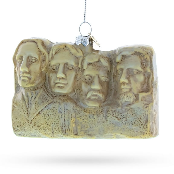 Mount Rushmore, South Dakota Glass Christmas Ornament