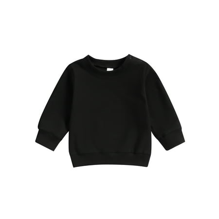 

Infant Baby Boys Sweatshirts Long Sleeve Crewneck Solid Color Pullover Fall Tops