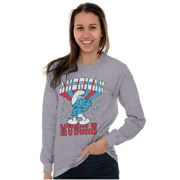 Hefty Smurf American Muscle USA Long Sleeve TShirt Men Women Brisco Brands S