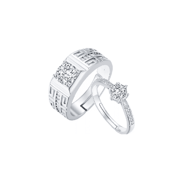 2 Anillos De Pareja Plata 925 Compromiso Promesa Ajustable plata