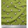 thumbnail image 1 of Soimoi Green Modal Satin Fabric Tribal Cat Face Decor Fabric Printed Yard 42 Inch Wide, 1 of 3
