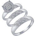 thumbnail image 2 of Rag Jewels 925 Sterling Silver 3.30 Ct Round Cut White Diamond Engagement Wedding Thanksgiving Christmas Trio Ring Set 14K White Gold Plated For Unisex -4, 2 of 3