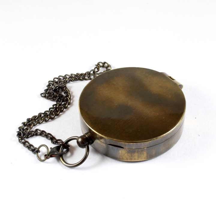 Novelty Brass Nautical Directional Pocket Compass Chain Alloy Glass Leather Case Wedding Christmas Graduation New Year Gifts