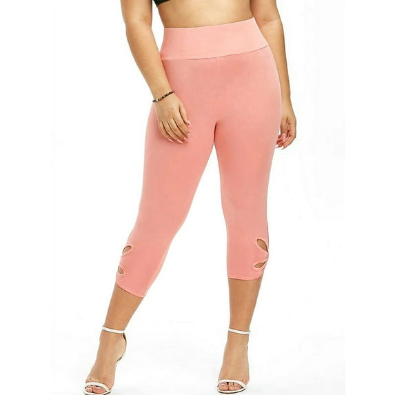 Nananla Women's Pant Skinny High Waist Legging Solid Color Stretch Plus Size Capris