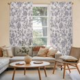thumbnail image 3 of Haze Blue Leaf Kitchen Curtains, Retro Farmhouse Plant Floral Branch Light Filtering Window Curtain Panels, 2Pcs Rod Pocket Window Treatments Set for Living Room Bathroom Bedroom 52x72 Inches, 3 of 9
