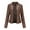 Coffee, variant on Babysbule Womens Coats Clearance New Women's Slim Leather Stand-Up Collar Zipper Stitching Solid Color Jacket